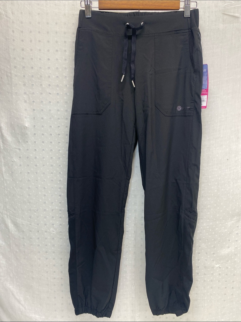 White Cross Black Women's Drawstring Joggers with Elastic Ankles